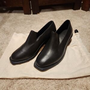 Women's Black Leather Slip-On Mules